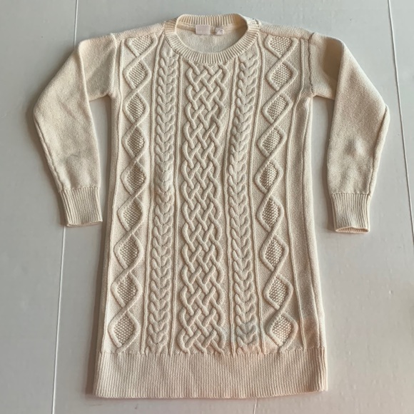 GAP Kids Cable Knit Cream Off White Sweater Dress Size Small - Picture 2 of 11